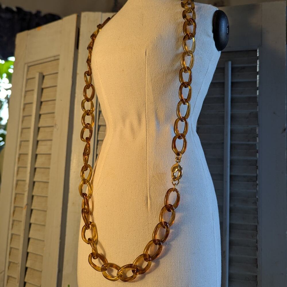 J. Crew faux tortoiseshell chunky resin chain necklace